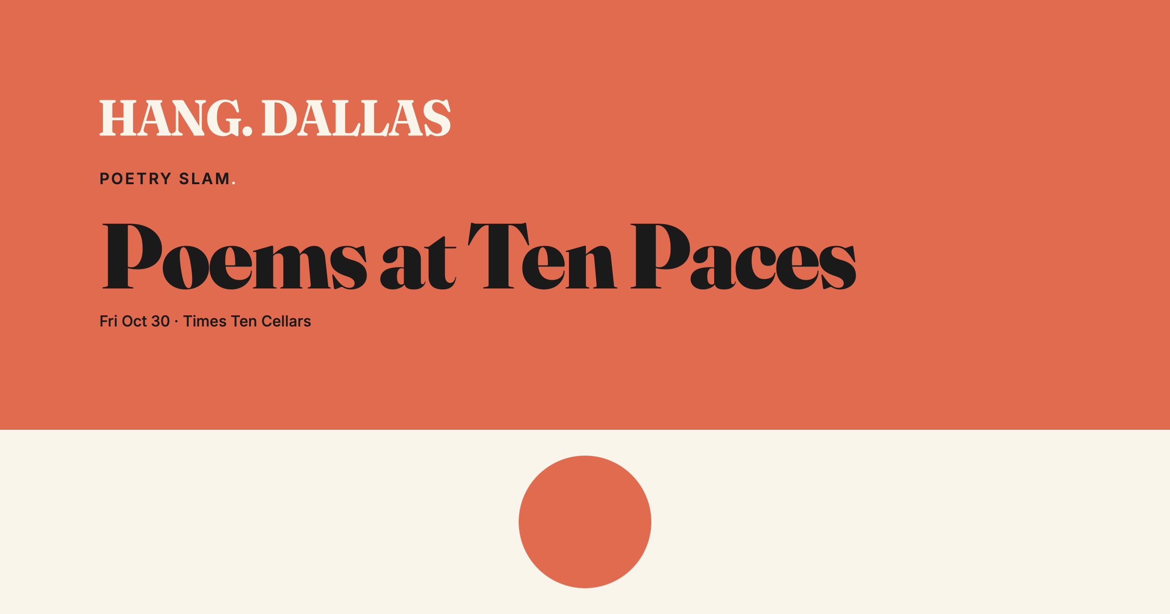 Event cover for Poems at Ten Paces, part of the Poetry Slam series at Times Ten Cellars in Dallas