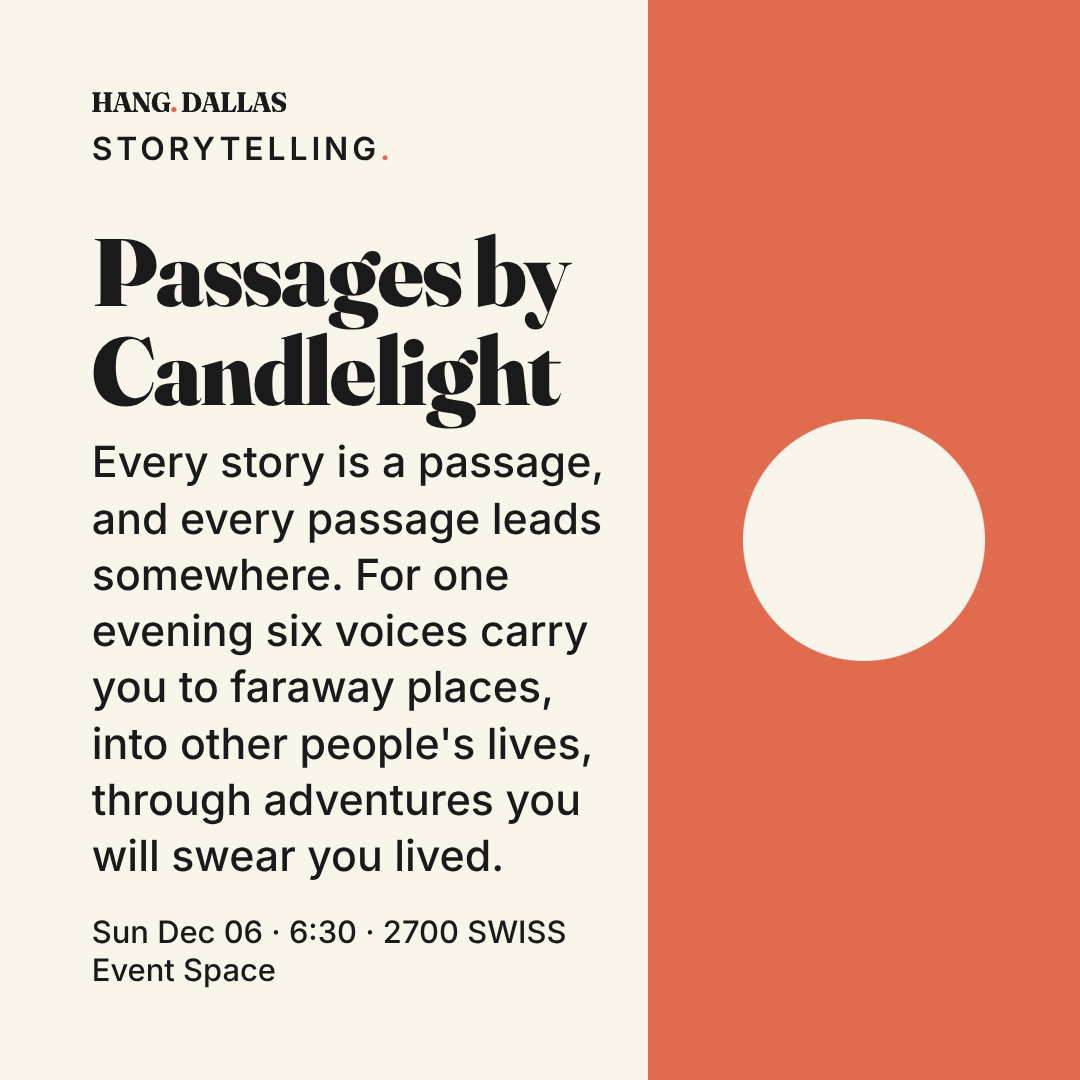 Event poster for Passages by Candlelight, Hang Dallas