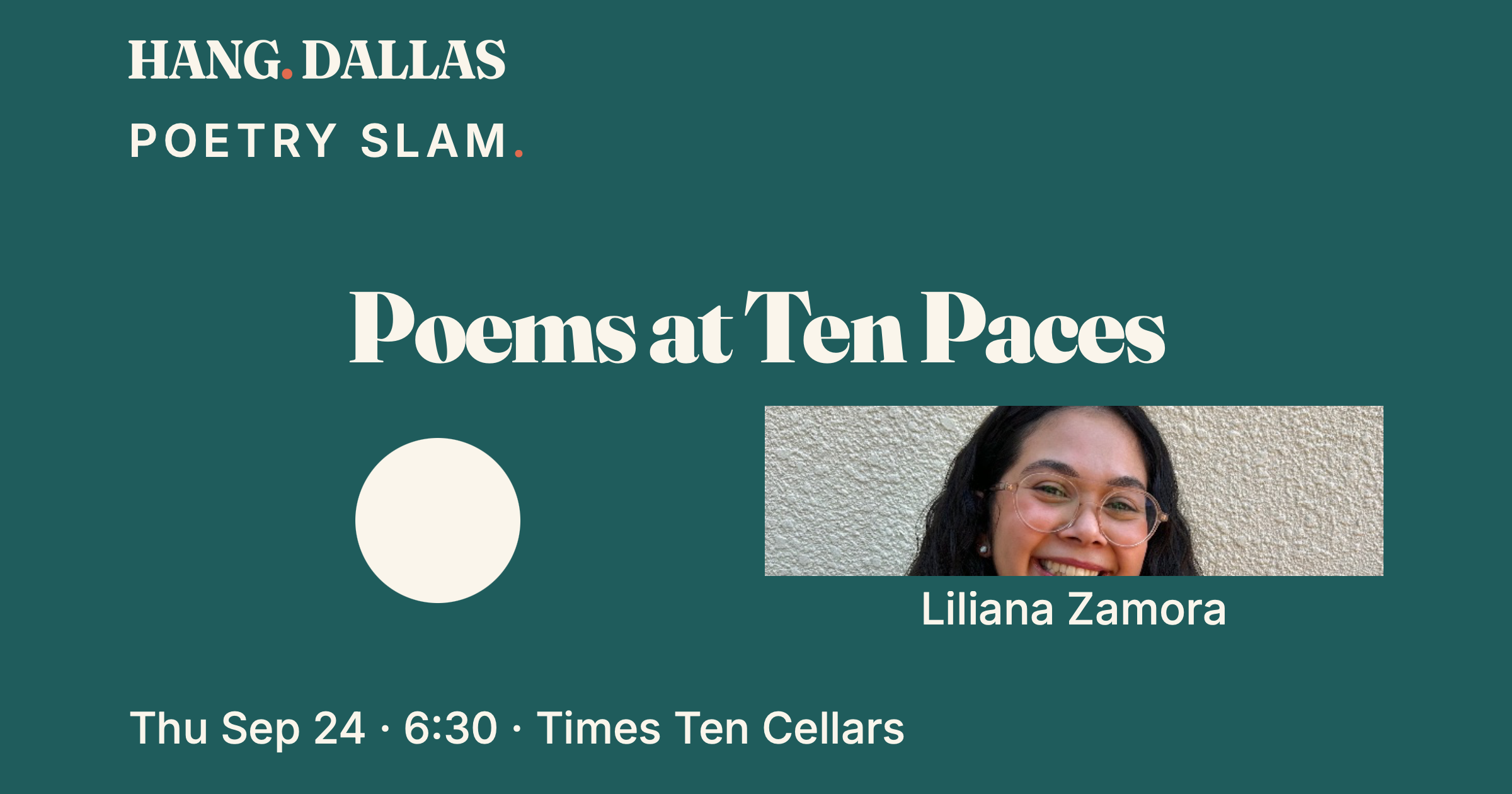 Event cover for Poems at Ten Paces — part of the Poetry Slam series at Times Ten Cellars in Dallas