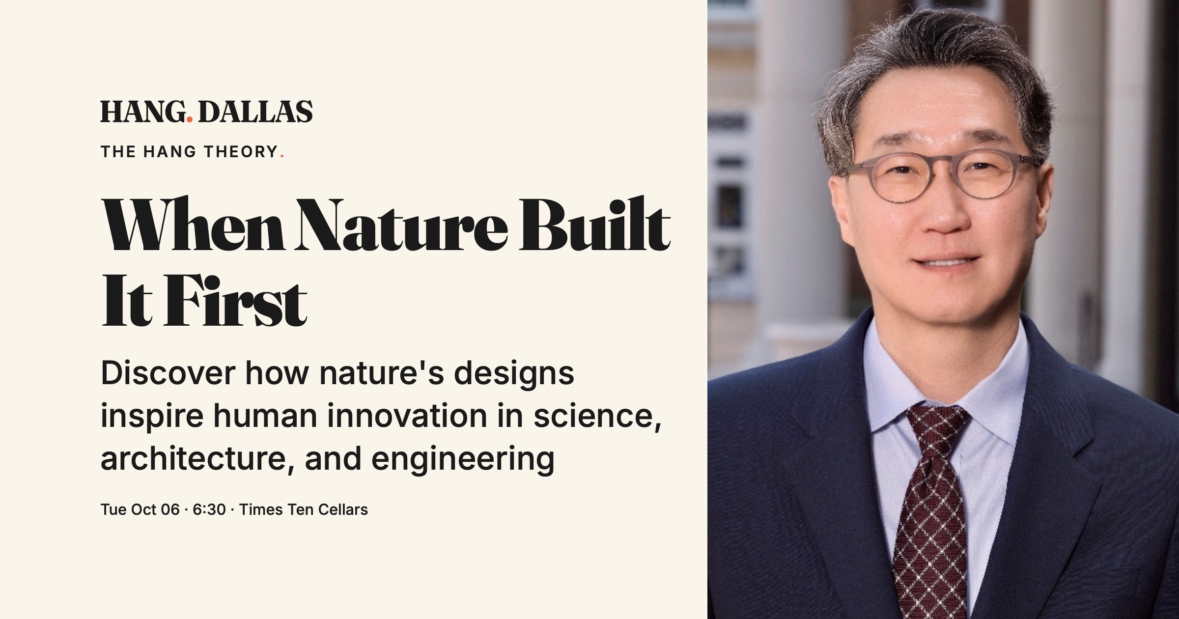 Event cover for When Nature Built It First featuring MinJun Kim, part of the The Hang Theory series at Times Ten Cellars in Dallas